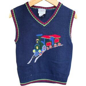 Vintage Talbots Train Sweater Vest Size 4 Cotton